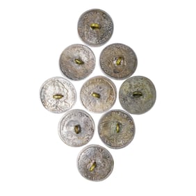(9 Pcs) 18th Century Silver Coin Buttons