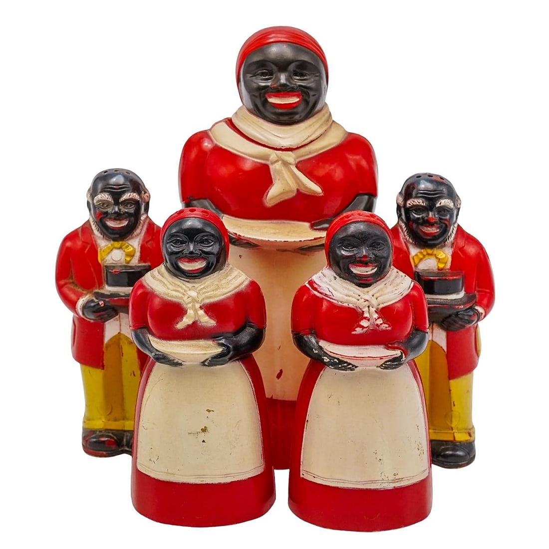 (5 Pc) Black Americana F&F Salt & Pepper Shakers and Syrup Dispenser (1 of 5)