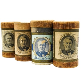 (4 Pc) Thomas Edison Amberol Cylinder Phonograph Records