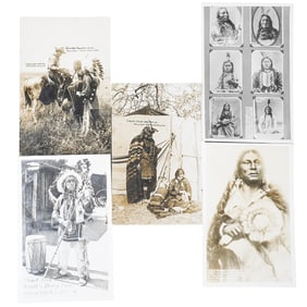 (5 Pc) Antique Native American Photo Postcards
