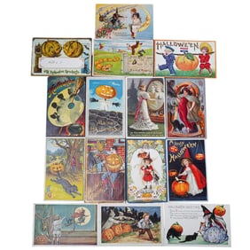 (15 Pc) Antique Halloween Postcards