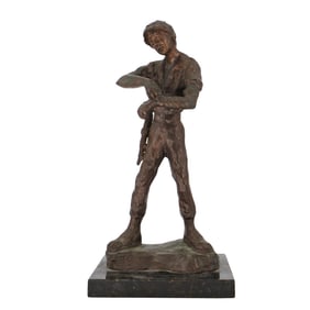 Signed Bronze Soldier Sculpture