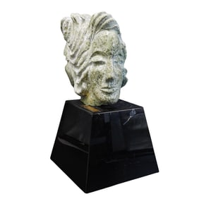 Betty Flaum (Polish, 1898-1983) Carved Stone Head Sculpture