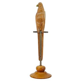 MCM Wood & Bronze Parrot Sculpture