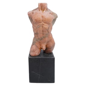 Carved Alabaster Nude Torso Sculpture