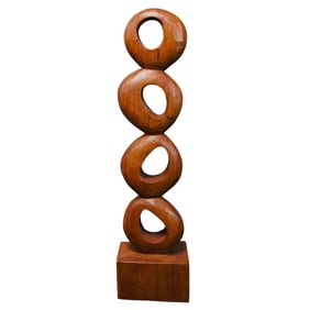 Abstract Geometric Wooden Sculpture
