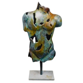Large Modernist Mixed Metal Torso Sculpture