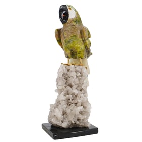 Semi Precious Parrot Figurine on Crystal Base