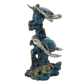Mixed Metal Sea Turtles and Coral Sculpture