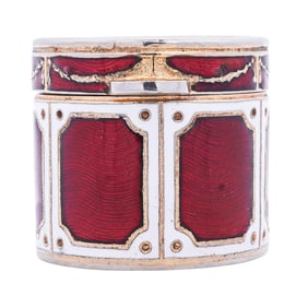 Faberge Style Gilt Metal and Enamel Trinket Box