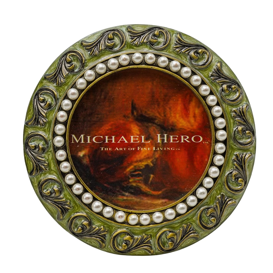 Michael Hero Round Enamel Pearl Frame (1 of 9)
