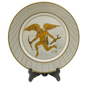 Salvador Dali Style Glazed Ceramic And Gold Porcelain Plate