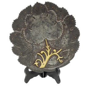 Antique Indo-Persian Koftgari Leaf Plate