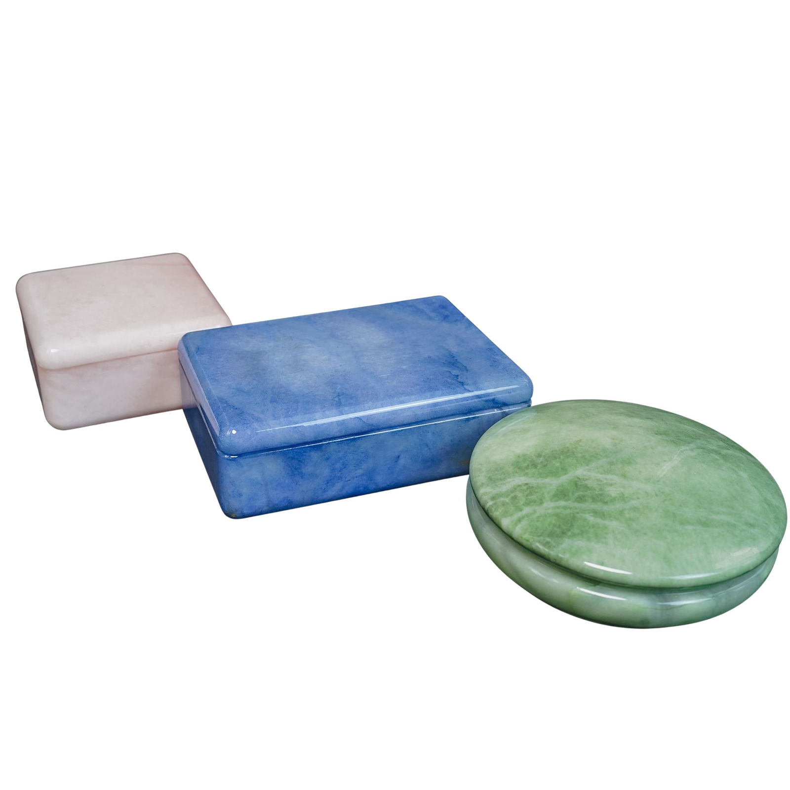 (3 Pcs) Italian Alabaster Boxes (1 of 8)