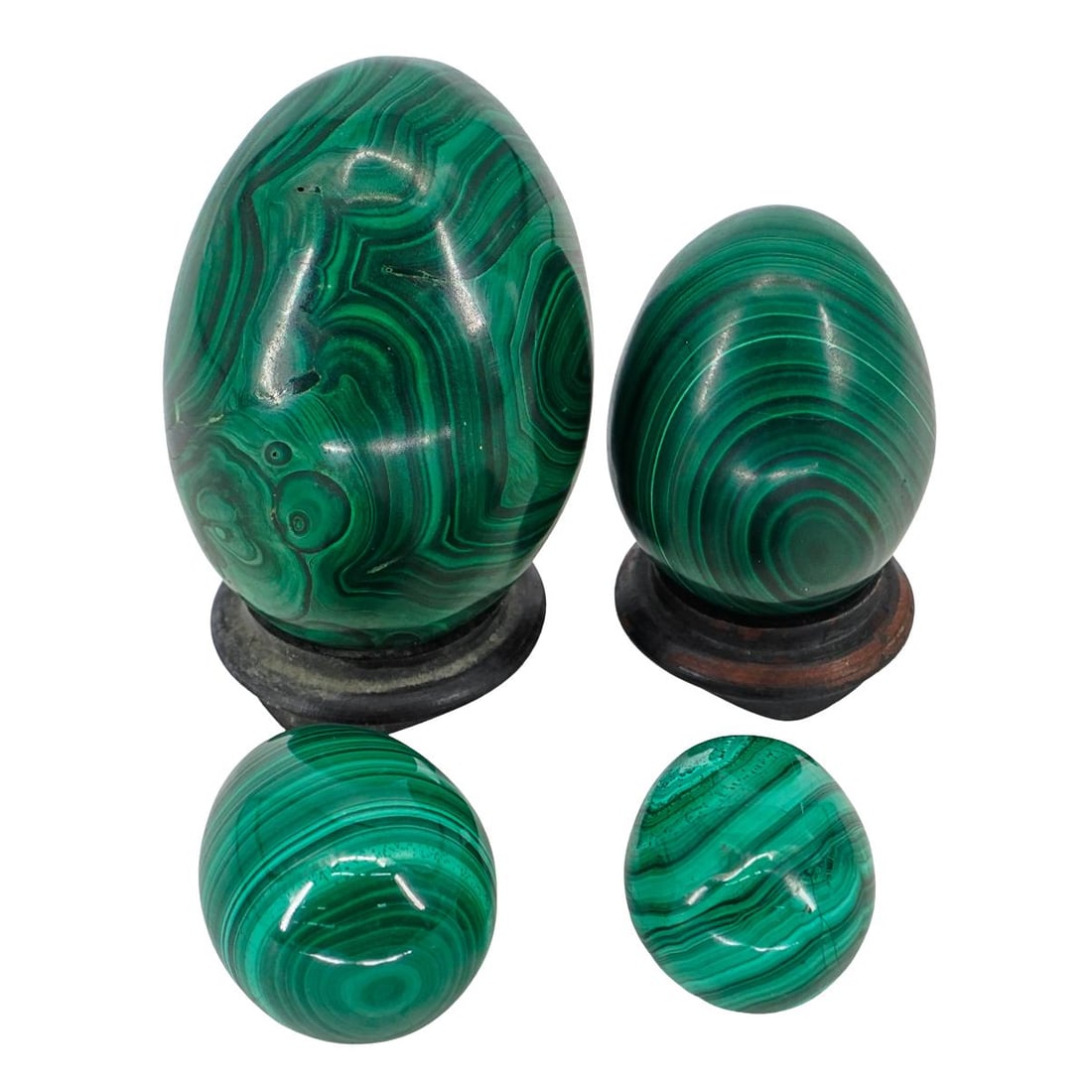(4 Pcs) Carved Malachite Eggs (1 of 7)