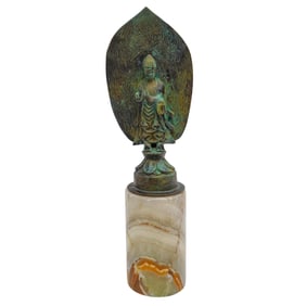 Guan Yin Bronze on Marble Base