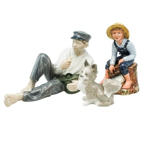 (3pc) Porcelain Figurine Grouping Lladro, Royal Copenhagen, Royal Doulton