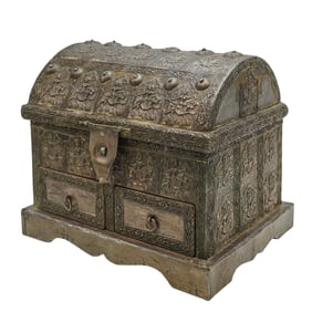 Antique Indian Silver Adorned Wooden Chest