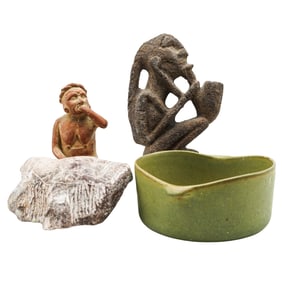 (4 Pcs) Carved Tribal Figurines
