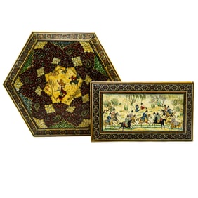 Pair Of Persian Khatamkari Lacquered Boxes