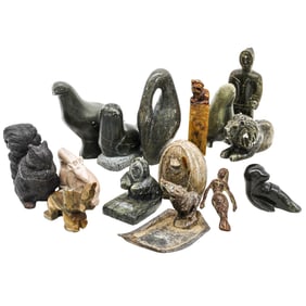 (15 Pcs) Assorted Stone and Metal Figurines