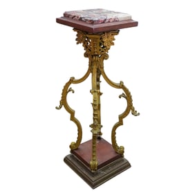 Antique French Marble and Bronze Pedestal