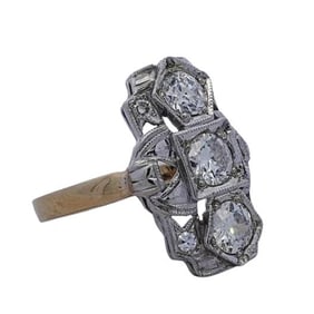 Faberge Era 14k Gold and Diamond Ring