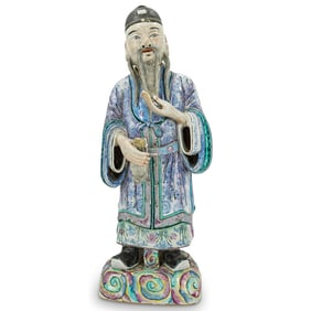 18th Century Chinese Famille Rose Porcelain Deity