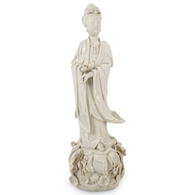 Antique Chinese Blanc De Chine Porcelain Guan Yin