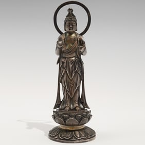 Japanese Meiji Silver Kannon Figure