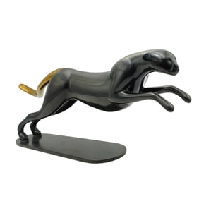 Loet Vanderveen "Leaping Cheetah" Bronze Sculpture