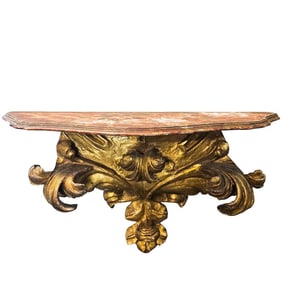 19th C. Rococo Gilt Carved Wall Shelf Corbel
