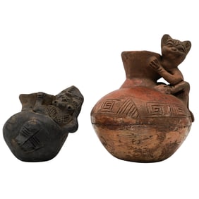(2 Pc) Pre Columbian Anthropomorphic Vessels