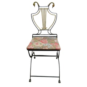Antique Parcel Gilt Iron Swan Folding Chair