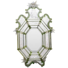 Antique Venetian Etched Glass Wall Mirror