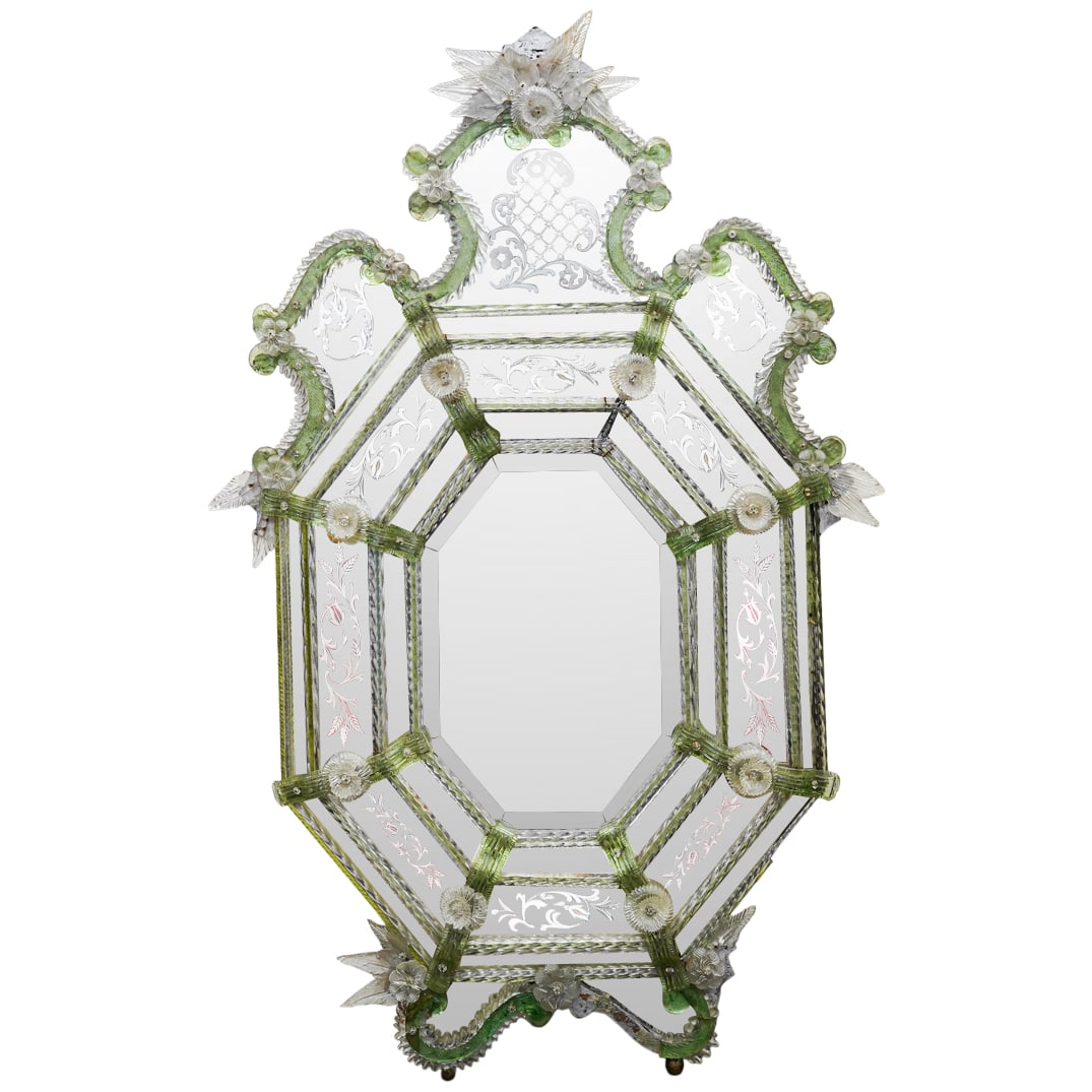 Antique Venetian Etched Glass Wall Mirror (1 of 6)