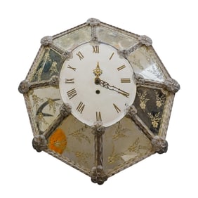 Danbury Clock Company German Floral Etched Mirrored Wall Clock