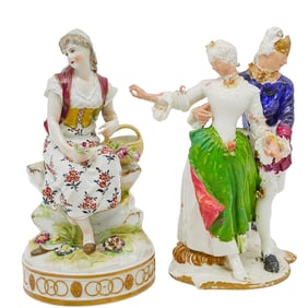 (2pc) 19th C. Porcelain Figures (Ludwigsburg)