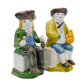 Pair of Antique Portuguese Figural Toby Jugs