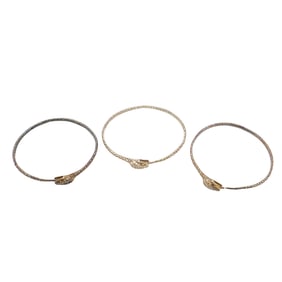 (3 Pcs) Gilt Sterling Silver Coiled Snake Bracelets