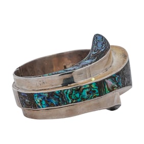 Alfredo Villasana Taxco Sterling Silver and Abalone Cuff Bracelet