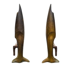 Attrib. Pierre Legrain Bronze Andirons