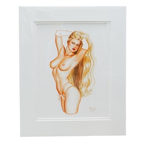 Olivia De Berardinis (b. 1948-, American) Pin-Up Gouache Painting