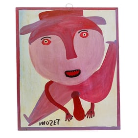 Mose Tolliver (1925-2006, American) Signed Oil on Board Erotic Figural Painting