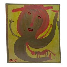 Mose Tolliver (1925-2006, American) Oil on Board Signed Erotic Figural Painting