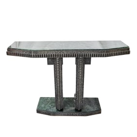 Edgar Brandt Style Wrought Iron and Marble Console