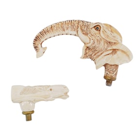 (2 Pc) Antique Carved Bone Handles