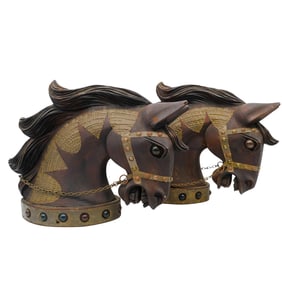 Pair of Vintage Carved Wood Carousel Horse Busts