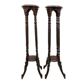 Pair of Neoclassical Hollywood Regency Style Wooden Pedestals