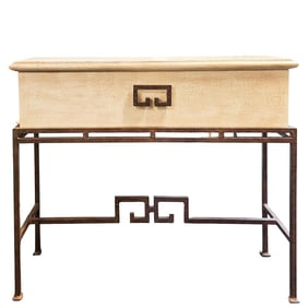 Wooden Meander Chest Top Console Table